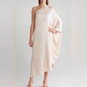 L'AGENCE Selena Cream Asymmetrical Dress